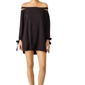 Endless Rose Black Crepe Off Shoulder Dress - Med.